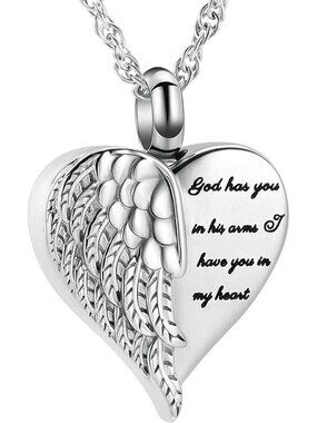 Cremation Heart Urn Necklace for Ashes | Memorial Locket Pendant Keepsake